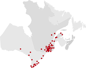 Distributed everywhere in Quebec and Ontario